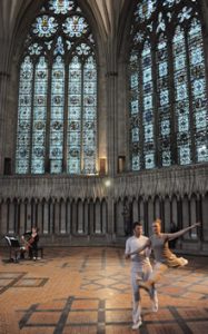 Huri Murphy, David Ogle and Sanna Eriksson Ryg with cellist Audrey Riley in ‘Guest Suites’ (2012), photograph by Hugo Glendinning