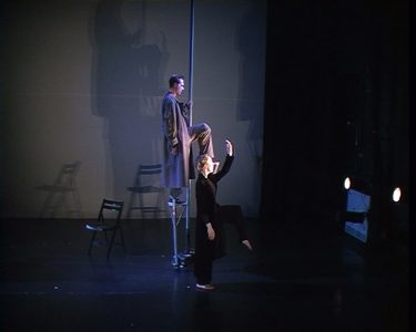 Gareth Farley, Jacky Lansley and Lucy Tuck in 'Coats and Plays' (2003), photograph by Yoko Nishimura