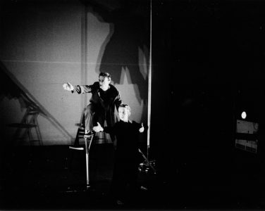 Gareth Farley, Jacky Lansley and Lucy Tuck in 'Coats and Plays' (2003), photograph by Yoko Nishimura