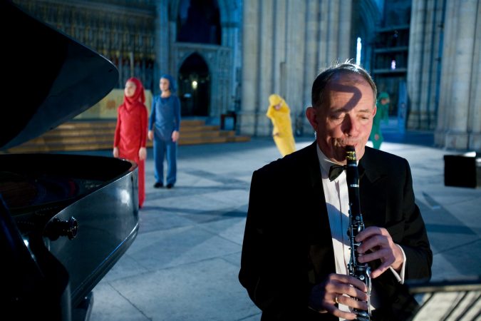 Clarinetist David White in 'Standing Stones' (2008), photograph by Jim Poyner